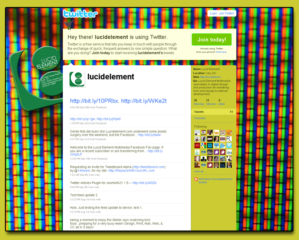 Lucid Element Multimedia – Twitter Page Design V2